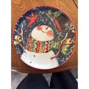 Certified International Susan‎ Winget Snowman Cardinal Christmas Dinner Plate